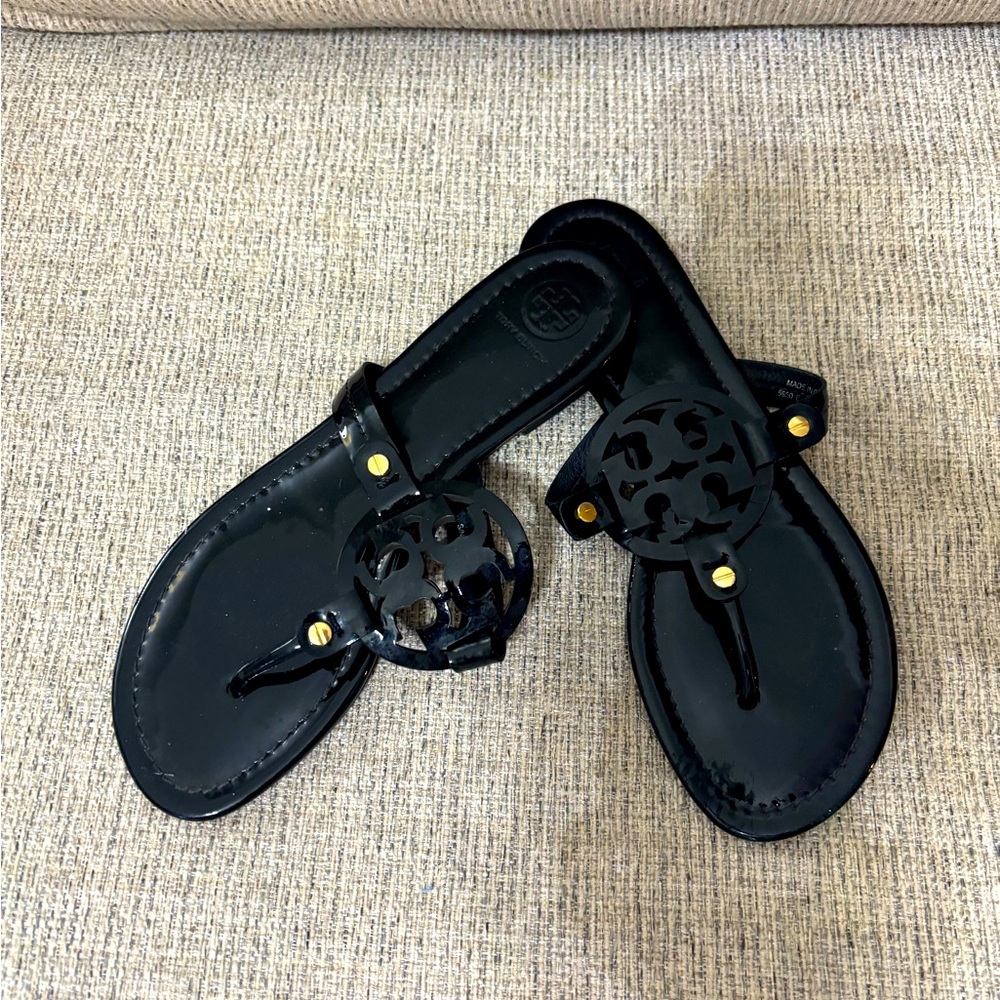 Tory Burch Glossy Black Sandals